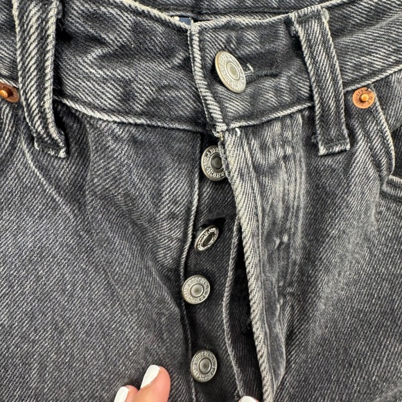 Abercrombie & Fitch Annie High Rise Ankle Straight Jeans Washed Black Raw Hem 4s - Picture 5 of 9